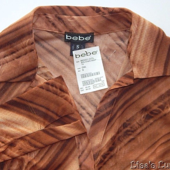 bebe Partial Open-front Top S. Semi-Sheer NWT - Picture 2 of 3